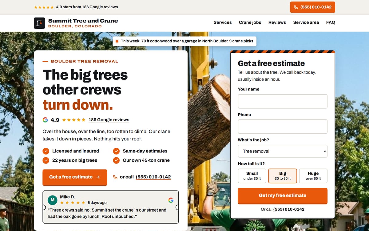 Summit Tree and Crane website